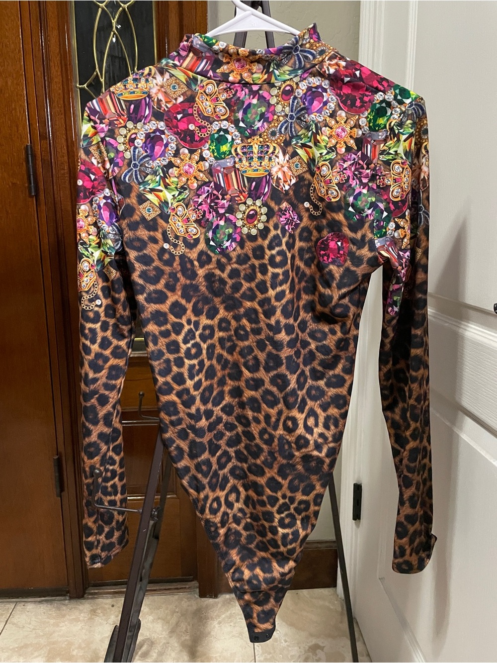 Bodysuit Hot Leopard Long-Sleeve Body Briefer Turtleneck Top Sexy Adult Onesies